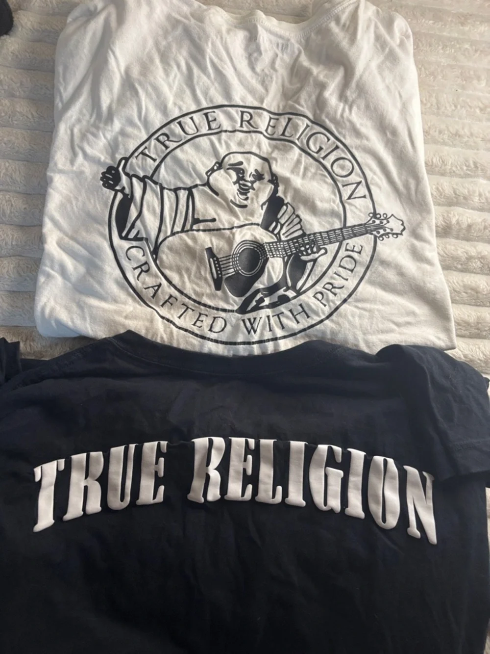 True Religion Men's Short Sleeve Tees - White & Black with Horseshoe Logos